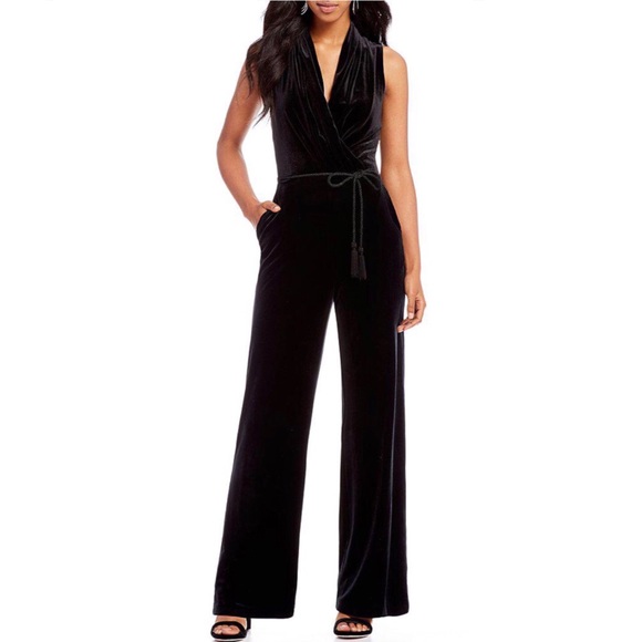 velvet wrap jumpsuit